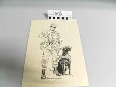 Artwork, other - Sketch, soldier with dog