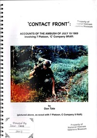 Book, Contact Front - Accounts of the Ambush of July 19, 1969 nvolving 7 Platoon, 'C' Company 9 RAR, 2016