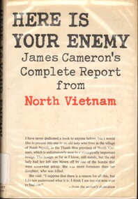 Book, Cameron, James, Here Is Your Enemy: James Cameron's Complete Report from North Vietnam