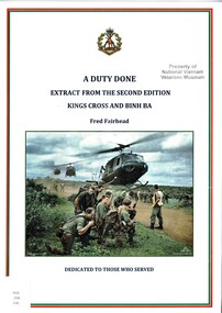 Book, A Duty Done: Extract From The Second Edition: Kings Cross & Binh Ba: Dedicated To Those Who Served, 2018