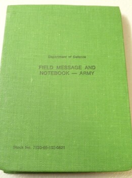 Field Message and Note Book - Army