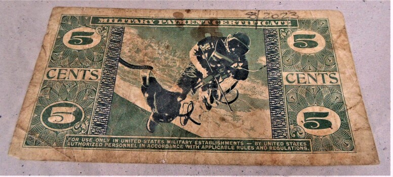 5 Cent Military Payment Certificate 