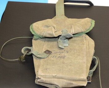 This is a standard army issue canvas canteen pouch used for the purpose of carrying the canteen.  