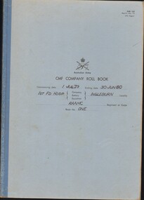 Administrative record - Company Roll Book, Australian Army: CMF Company roll book (1st Field Hospital)  1981-1982, 1981
