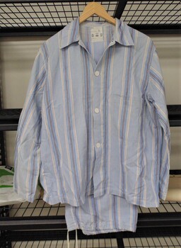 Army issue cotton pyjamas worn by Russell Alec Walker. R.A.E.M.E during August 1967 - May 1968.