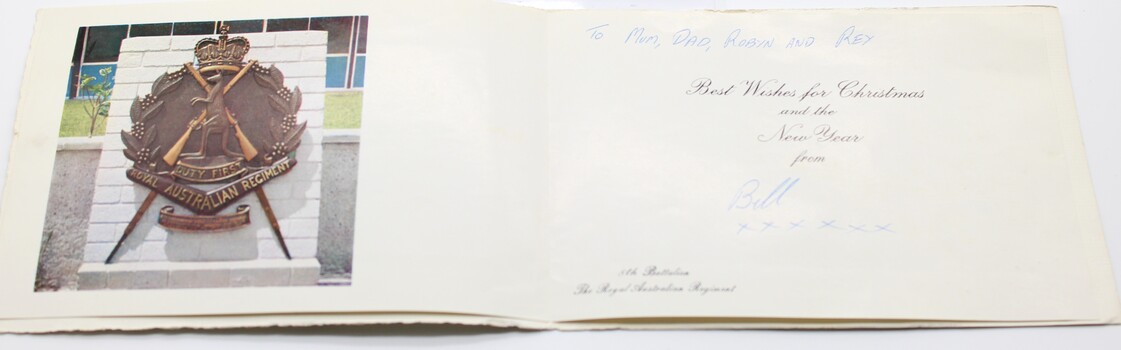 Christmas card sent from Vietnam to the family of an 8RAR soldier