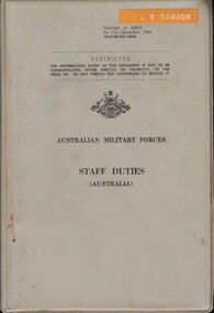 A grey coloured plastic cover with black writing on it. There is the Australian Coat Of Arms in the middle of the cover.