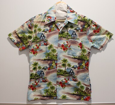 New breed multi coloured Hawaiian shirt worn in Singapore when on R&R. 