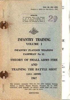 Australian Army: Infantry Training, Volume 1, Infantry Platoon Weapons, Pamphlet No. 12: Theory of Small Arms Fire and Training the Battle Shot (All Arms),