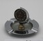 Standard electro plated ashtray mounted with medallion to 2 recruit training battalion with the number 2 over pair of boomerangs