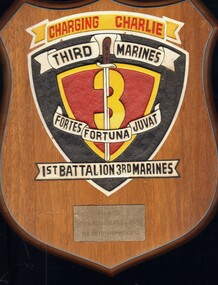 Plaque presented to Bill Weber from 1st battalion 3rd marines.