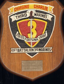 Plaque presented to Bill Weber from 1st battalion 3rd marines.