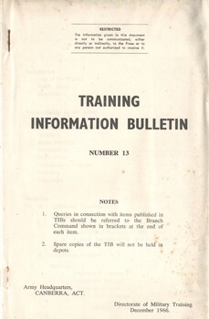 Training Information Bulletin, No. 13