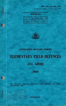 Australian Military Forces: Elementary Field Defences, All Arms 1969 