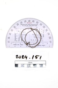 Semi circular protractor with olive green cord