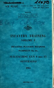 Infantry Training Volume 1, Infantry Platoon Weapons, Pamphlet No. 4A: Sub-Machine Gun 9 mm F1