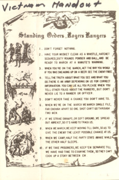 A documents of Standing Orders, Rogers Rangers by Maj Robert Rogers.