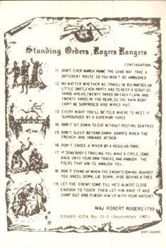 A documents of Standing Orders, Rogers Rangers by Maj Robert Rogers.
