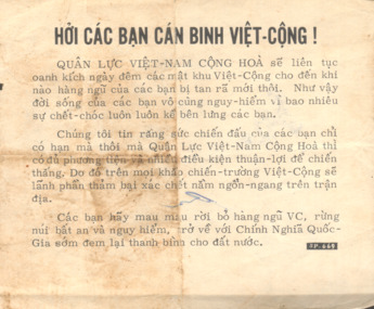 A small Vietnamese propaganda flyer.