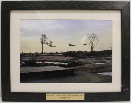 Helicopter Convoy landing at U.S Base Long Bihn Vietnam 1968