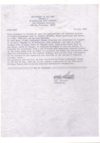 A copy on A$ paper from the Department of the Army in the United States.