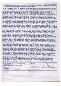 Copy of Page 2 of Recommendation For Decoration for Garry Gordon Cooper.