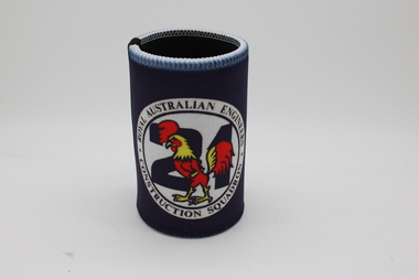 Stubby holder with royal Australian Engineers 21 construction insignia.