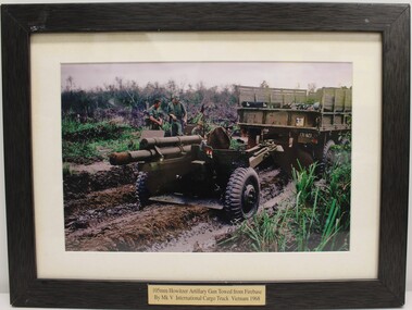 105mm Howitzer Artillary Gun Towed from Firebase by MK V International Cargo Truck Vietnam 1968 