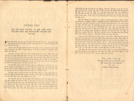 A propaganda flyer which is written in Vietnamese writing on both sides.