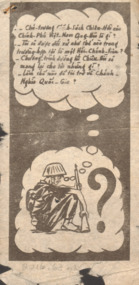 A small propaganda flyer which is written in Vietnamese.
