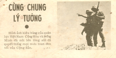A small propaganda flyer which is written in Vietnamese.