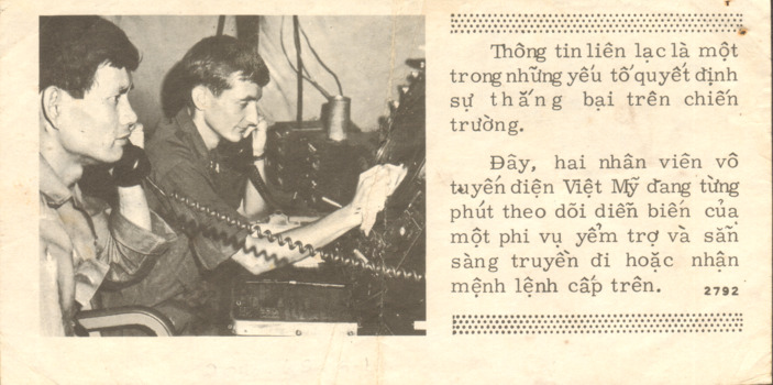 A small propaganda flyer which is written in Vietnamese.