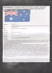 Document, Explanation of Australian Flag from Hill 323, Long Hai