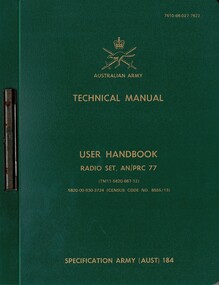 Australian Army: Technical Manual: User Handbook, Radio Set, AN/PRC 77