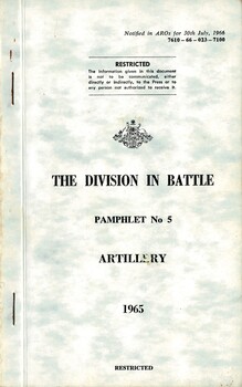 Australian Army: The Division In Battle, Pamphlet No. 5: Pamphlet No. 5, Artillery, 1965