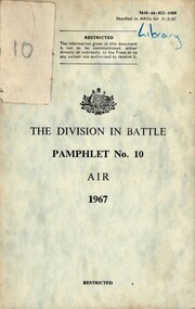 Australian Army: The Division In Battle, Pamphlet No. 10: Air, 1967