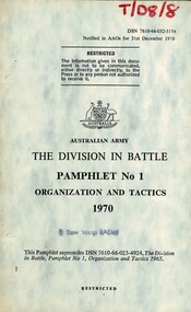Australian Army: The Division In Battle, Pamphlet No. 1: Organization And Tactics, 1970 