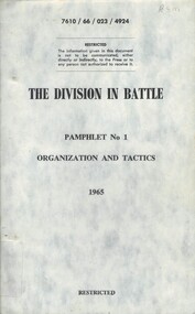 Australian Army: The Division In Battle, Pamphlet No. 1: Organization And Tactics, 1965