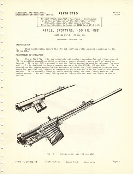 Australian Army: Rifle, Spotting, .50in, M8C