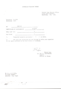 A copy of Australian Military Forces - Central Army Records Office