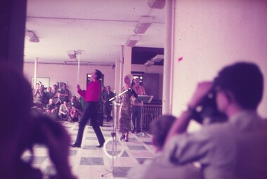 Male entertainer performing with a sword.