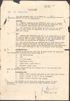 R & R Leave - Pte Alexander