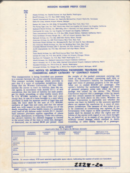 Airline Passenger Ticket, Baggage Check and MAC Boarding Pass for Pte Alexander