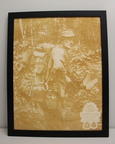 Wooden laser etching of Sgt Peter Buckney 8th Battalion RAR