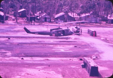 Helicopter taking off or landing at a Helipad.