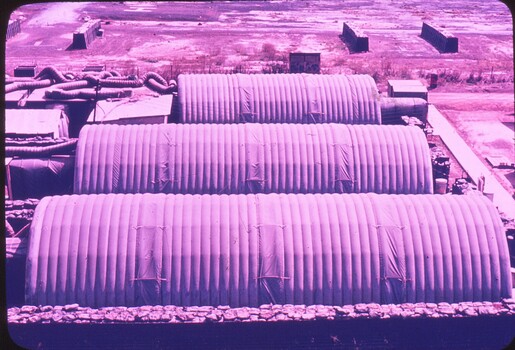 Inflated roofs of buildings.