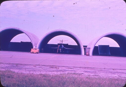Semi circle dome, housing an aircraft.