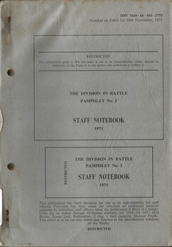 Australian Army: The Division In Battle, Pamphlet No. 3: Staff Notebook