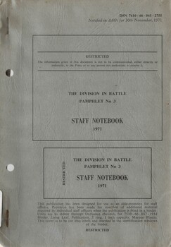 Australian Army: The Division In Battle, Pamphlet No. 3: Staff Notebook