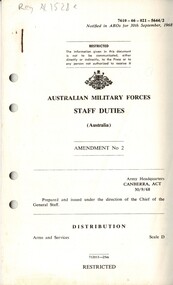 Austalian Military Forces: Staff Duties (Australia) Amendment No 2